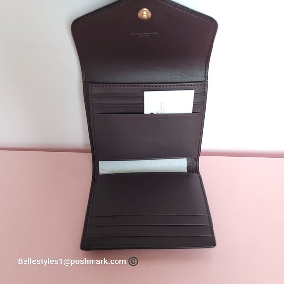 COACH Wyn Crossgrain Leather Small Leather Wallet- Black color - Picture 14 of 16